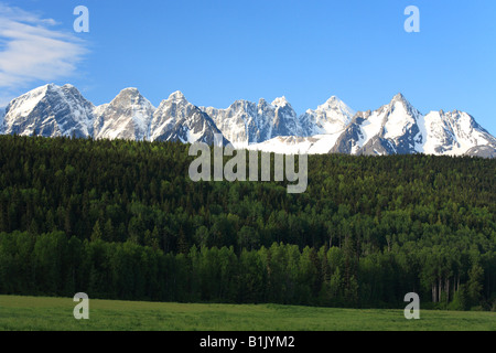 The Seven Sisters Mountains At Kitwanga British Columbia Stock Photo ...