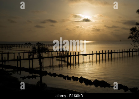 sunset over Apalachicola Bay from St George Island Florida Stock Photo