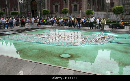 Model of the the Ancient Aztec City of Tenochtitlan, Zocalo Square, Plaza de la Constitucion, Mexico City, Mexico Stock Photo