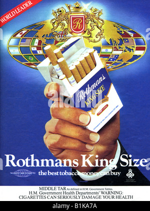 1980 advertisement for Rothman's King Size Cigarettes FOR EDITORIAL USE ONLY Stock Photo