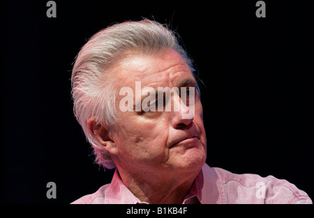 John Irving American novelist & screenwriter speaking about his work on stage at Hay Festival 2008 Hay on Wye Powys Wales UK Stock Photo