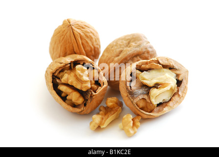 Walnuts close up isolated on white background Stock Photo