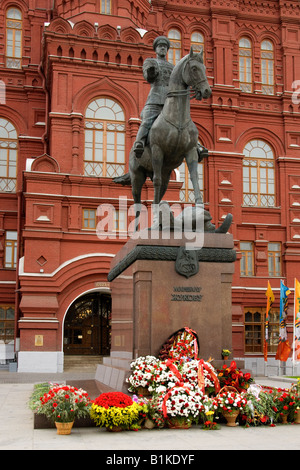 Equestrian statue of Russian Marshal Zhukov, Revolution Square, Moscow, Russia Stock Photo