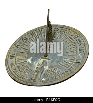 Sundial, isolated on white, with clipping path. Stock Photo