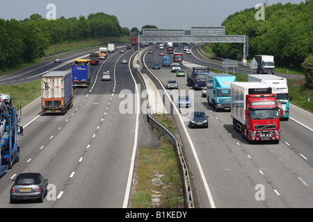 Traffic on the M1 motorway in South Yorkshire, England, U.K. Stock Photo