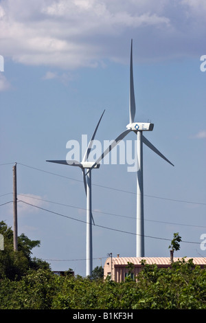 Wind turbine technology green energy generator power turbine stations  in Ohio USA nobody Stock Photo