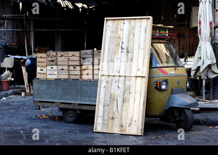 Piaggio ape parked on a street in Catania, Sicily, Italy Stock Photo