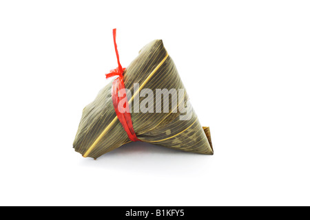 Chinese rice dumpling with bamboo leaves wrapping Stock Photo