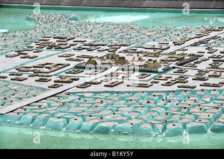 Model of the the Ancient Aztec City of Tenochtitlan, Zocalo Square, Plaza de la Constitucion, Mexico City, Mexico Stock Photo