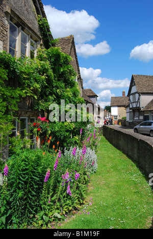 Period cottage garden, Church Street, Lacock, Wiltshire, England, United Kingdom Stock Photo