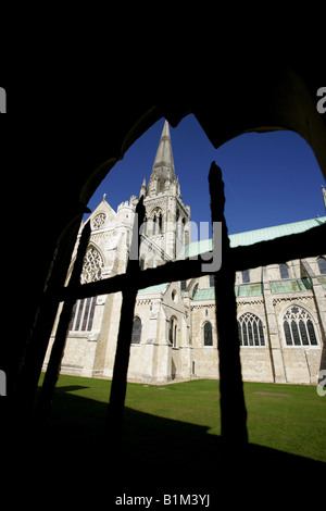 City of Chichester, England. The south aspect of the mediaeval Cathedral of the Holy Trinity of Chichester. Stock Photo