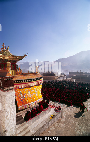 China, Tibet, Gansu province, Xiahé, Labrang monastery, tibetan new year's day, Monlam the big prayer Stock Photo