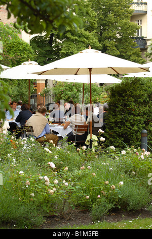 Berlin Germany the elegant open air Cafe Wintergarten in the Literaturhaus on Fasanenstrasse near Kurfurstendamm Stock Photo