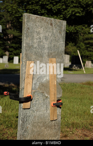 Headstones being repaired in a New England graveyard Stock Photo - Alamy