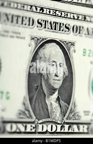 one dollar bill with the portrait of George Washington the first ...