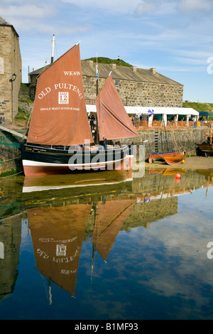 Old Pulteney ship, yacht; Isabella Fortuna sailing traditional Fifie fishing vessel at Portsoy harbour annual 14th Scottish Traditional Boat Festival Stock Photo