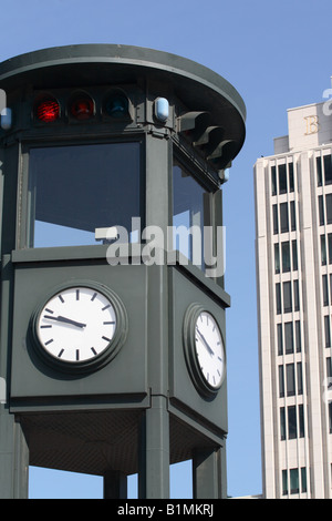 Berlin Germany Potsdamer Platz replica reconstruction of the first traffic lights in Europe Stock Photo