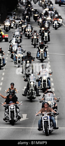 Thousands of Harley Davidson owners make their way through Hamburg Germany Stock Photo