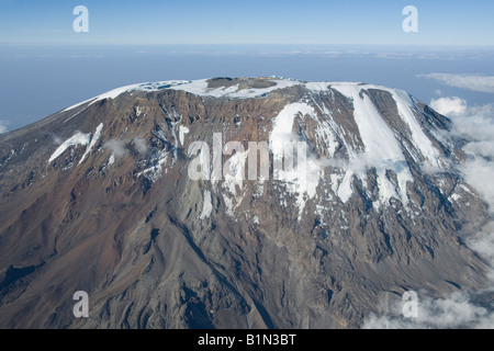 Aerial view of Kilimanjaro 19335.6 ft. (5895 m) Western Breach and Southern ice field (right), Tanzania Stock Photo