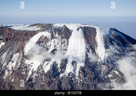 Aerial view of Kilimanjaro 19335 6 ft 5895 m Southern ice field, Tanzania Stock Photo