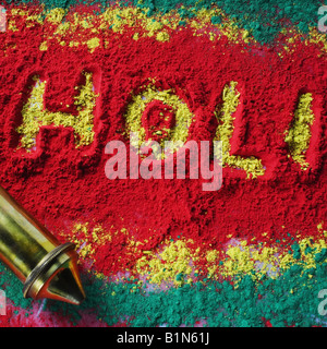 High angle view of a squirt gun on a rangoli Stock Photo