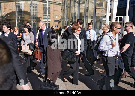 commuters at Liverpool St. Station in London Stock Photo