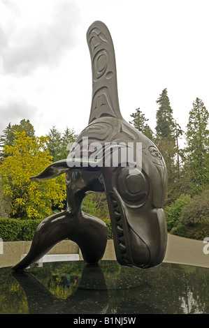 The Symbolic Orca Sculpture at the Entrance to The Vancouver Aquarium in Stanley Park British Columbia Canada Stock Photo