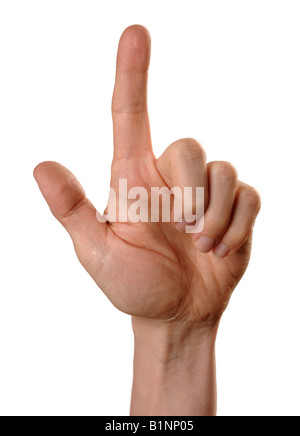 Mans hand pointing Stock Photo