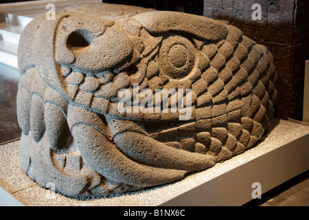 Carving of a Snakes Head, Pre-Columbian Art, National Museum of Anthropology, Chapultepec Park, Mexico City, Mexico Stock Photo