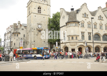 Busy crossroads in an English historic University city Stock Photo