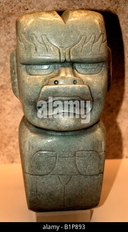 Ceremonial axe caiman jaguar Olmec Mexico Mexican Museum Stock Photo