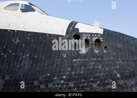 Front Nose Section of a Space Shuttle at the John F Kennedy Space Center in Cape Canaveral Florida Stock Photo