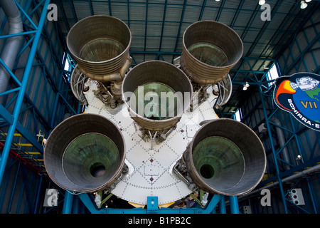 Rear View of Saturn 5 Rocket Motors at the John F Kennedy Space Center in Cape Canaveral Florida USA Stock Photo