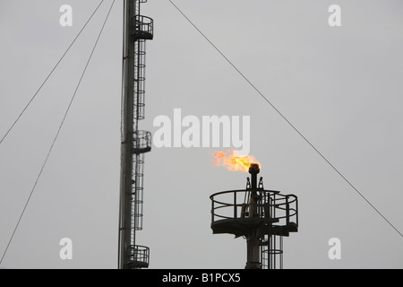 A flare off at a petro chemical plant on Teeside UK Stock Photo