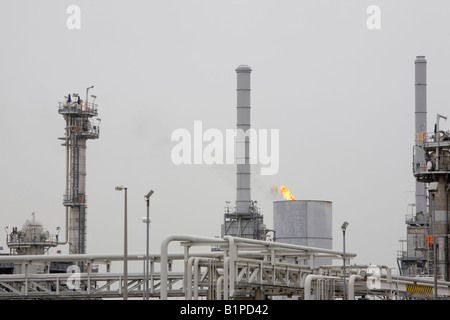 A flare off at a petro chemical plant on Teeside UK Stock Photo