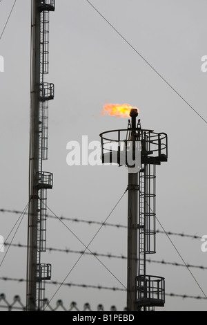 A flare off at a petro chemical plant on Teeside UK Stock Photo