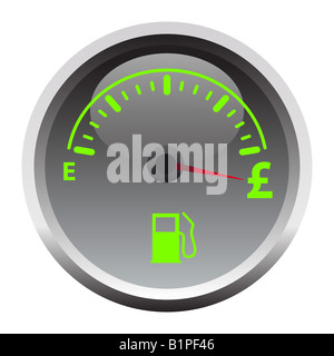 Fuel gauge illustration showing the price of gas Stock Photo