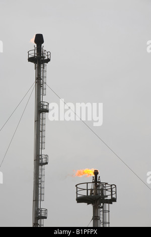 A flare off at a petro chemical plant on Teeside UK Stock Photo