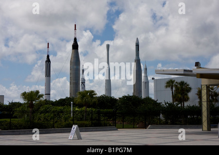 The Rocket Garden at John F Kennedy Space Center in Cape Canaveral Florida Stock Photo