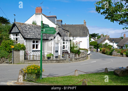 crantock village square,cornwall,england,uk Stock Photo