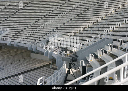 broadcasting cameras and stadium seats tiers empty detail from athens olympic stadium Stock Photo