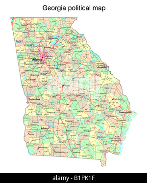 Georgia state political map Stock Photo