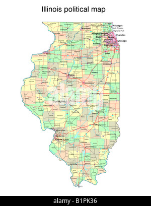Illinois state political map Stock Photo