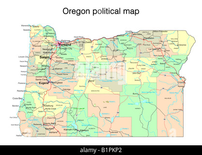 Oregon state political map Stock Photo