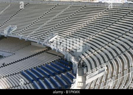 athens olympic stadium detail seats tiers and broadcasting camera Stock Photo
