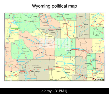 Wyoming state political map Stock Photo