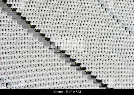 white seats tiers texture detail from stadium for background use Stock Photo