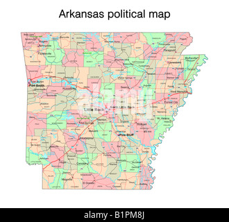 Arkansas state political map Stock Photo