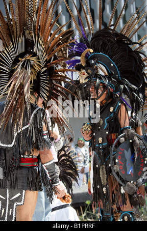 Mexican Men Dressed in Aztec Costume at a Traditional Aztec Festival at ...
