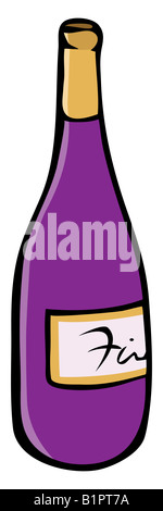 cartoon illustration of a wine bottle Stock Photo